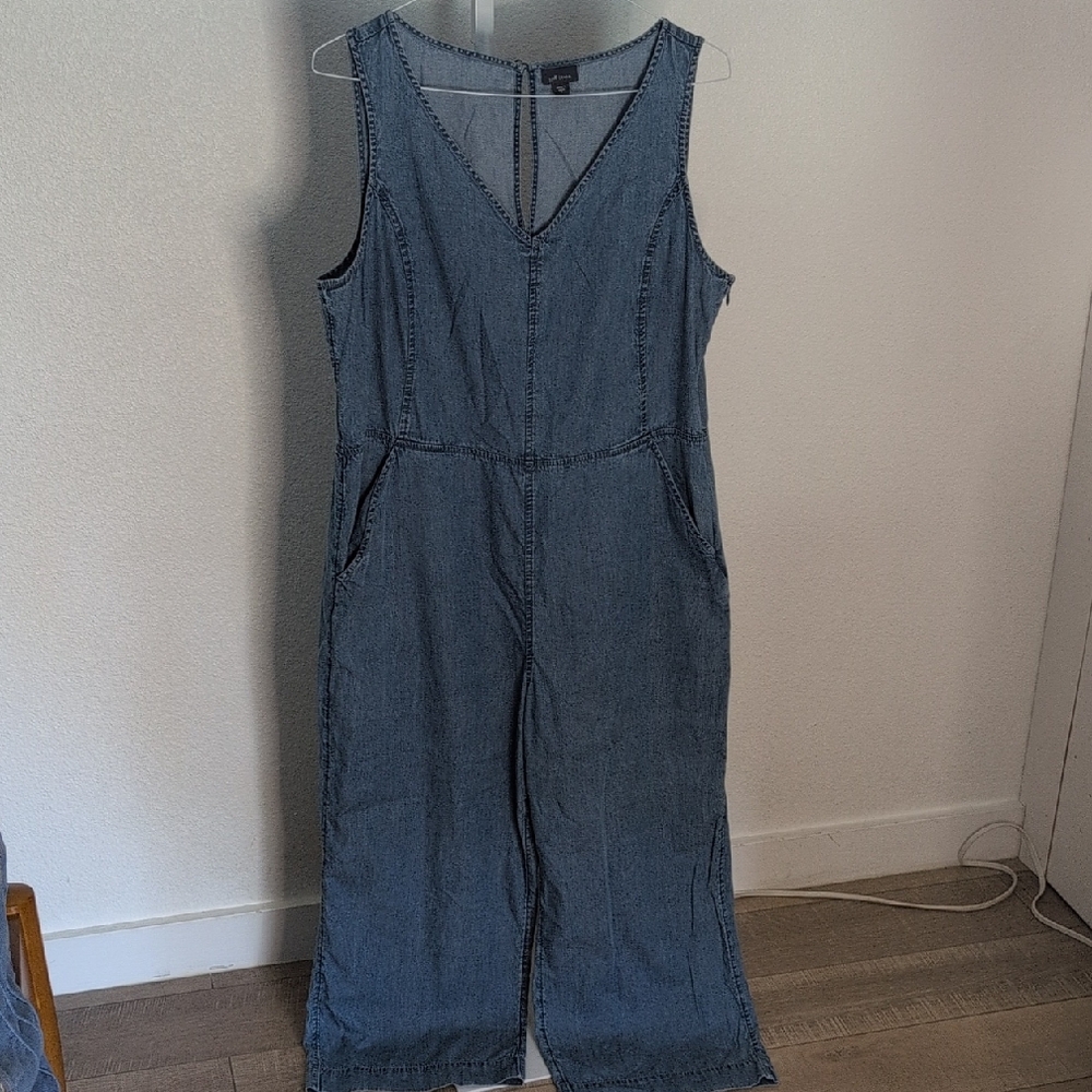 J. Jill Blue Denim Jumpsuit Sleeveless V-Neck